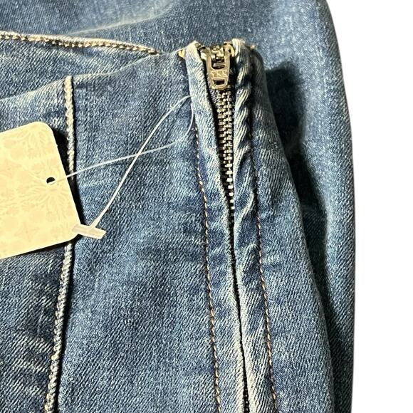 NWT Free People We The Free Bella Moto Mid Rise Skinny Jeans 25‎ Blue Ankle Zip - Picture 7 of 8